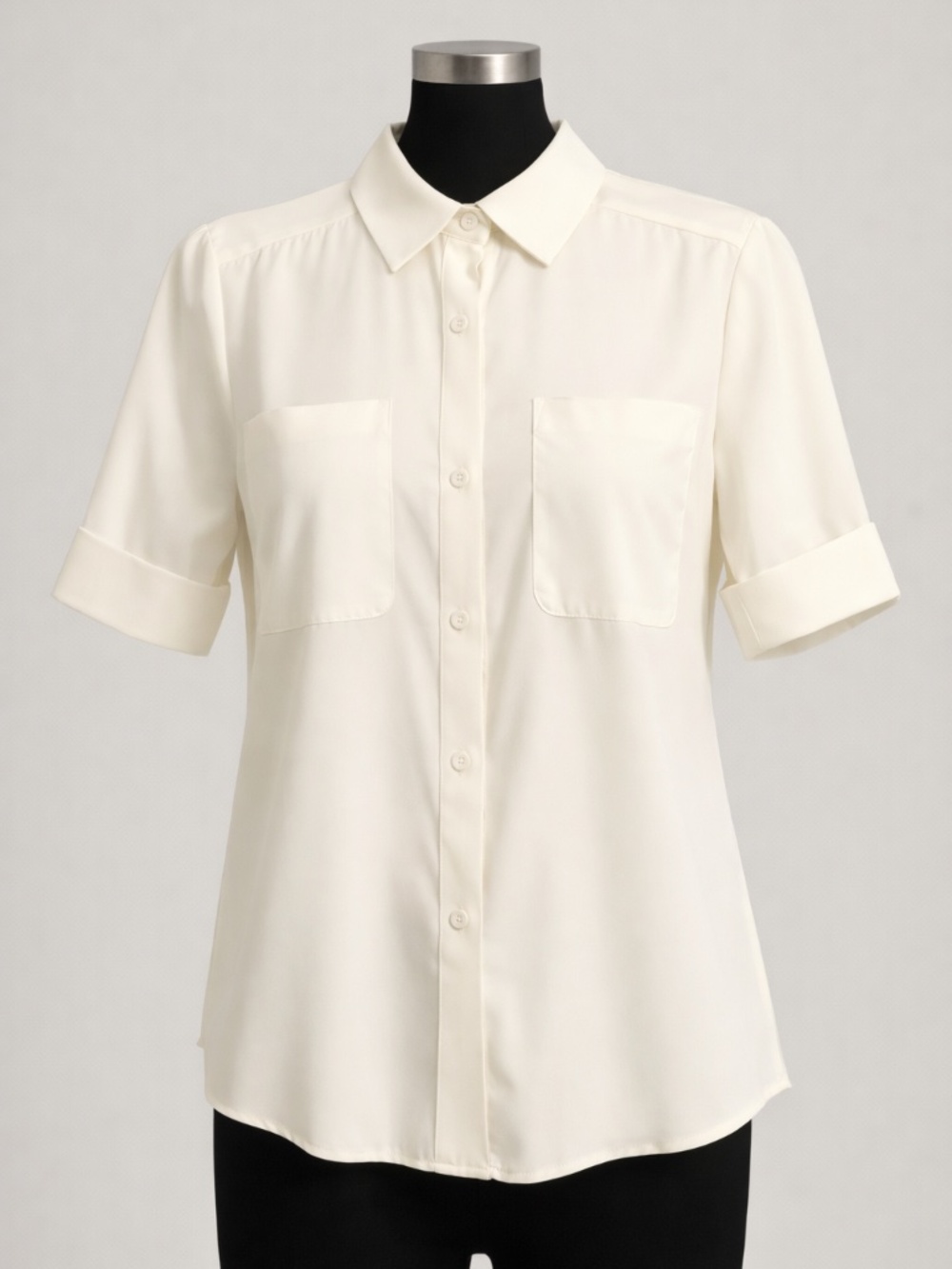 Express Ivory Button Front Blouse Minimalist Quiet Luxury Top S